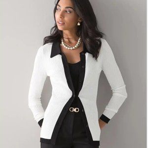 Contrast Trim Ribbed Cardigan